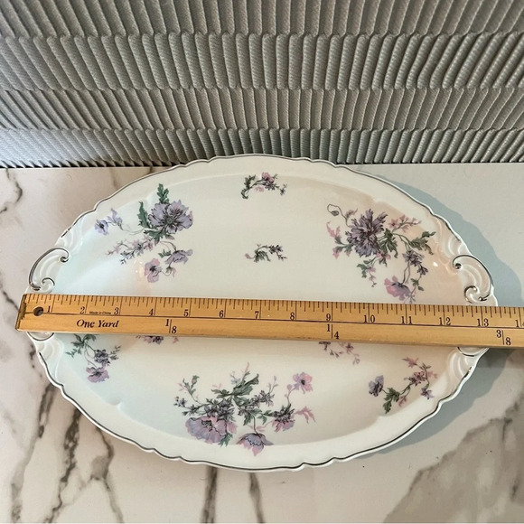 SOLD: PORCELAINE DE LIMOGES FRANCE POMPADOUR 13 1/4" MEAT PLATTER LIQUID WELL - Picture 2 of 5